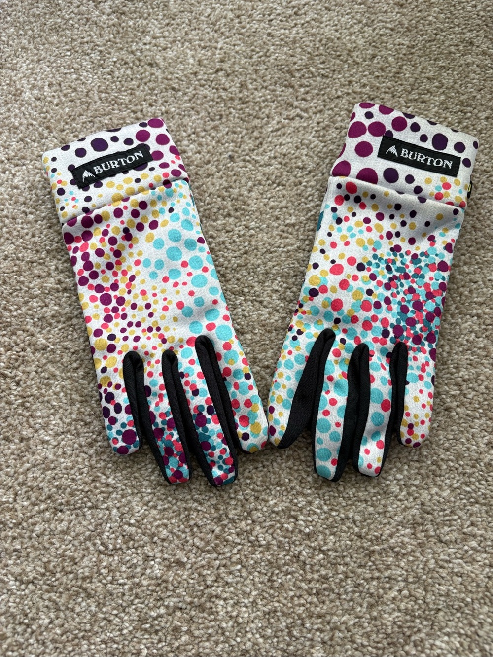 Burton Touch N Go Polka Dot Liner Gloves Multicolor Kids Ski Snowboard Size M